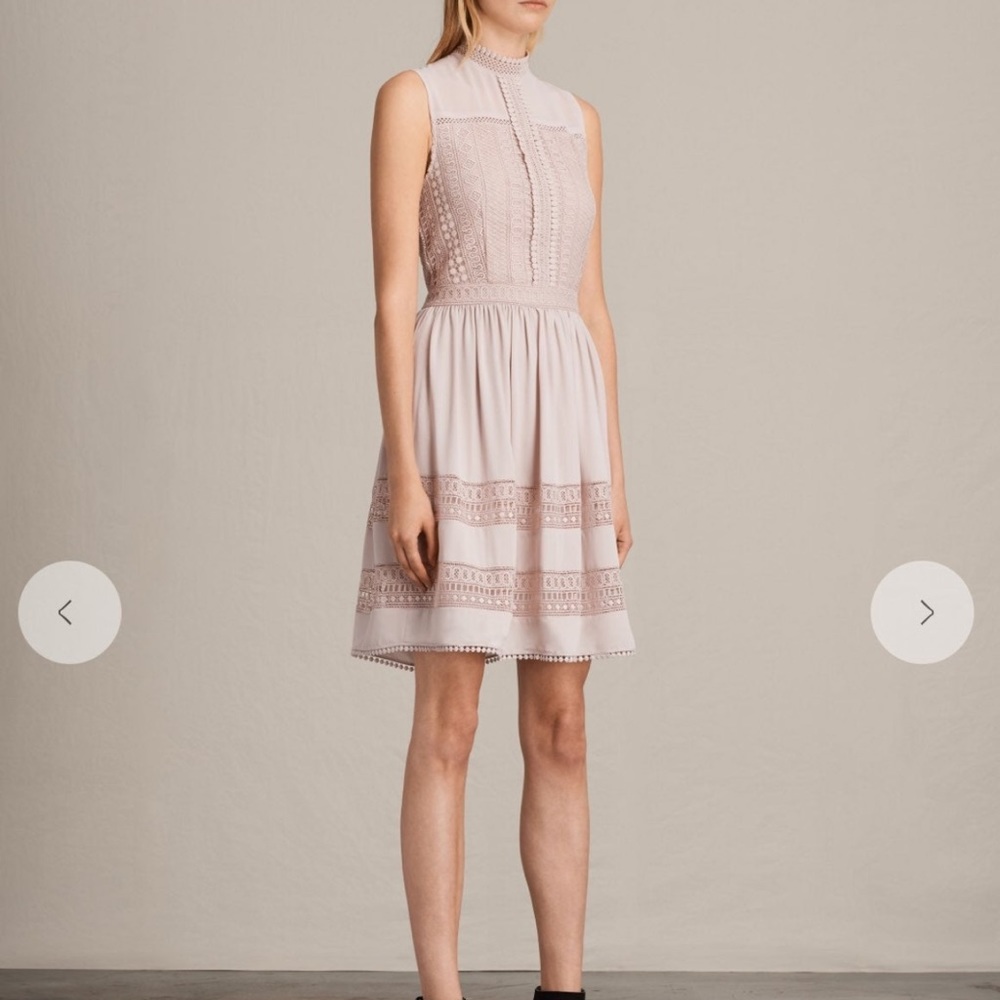 All Saints Rowy Lace Blush Pink Dress